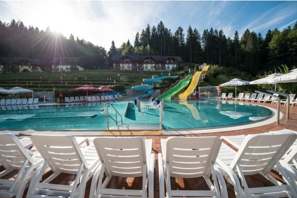 Terme Snovik in flowers and greenary of Arboretum